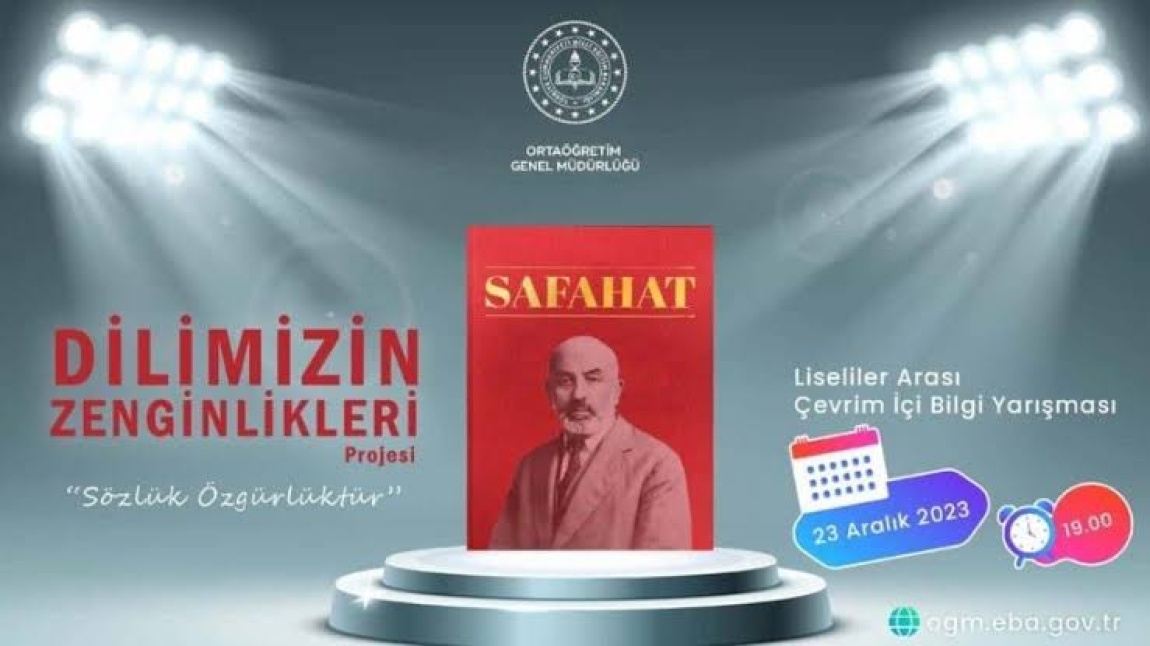 DİLİMİZİN ZENGİNLİKLERİ SAFAHÂT KONULU ÇEVRİMİÇİ BİLGİ YARIŞMASI İL İKİNCİLİĞİ 